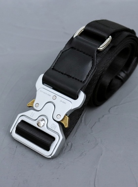 1017 ALYX 9SM 银色金属安全扣宽腰带工装裤皮带嘻哈潮流百搭男女