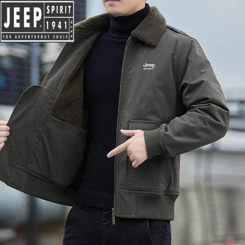 吉普(JEEP)高档棉衣男纯棉冬季加绒加厚翻领棉服多口袋中年宽松夹怎么样,好用不?