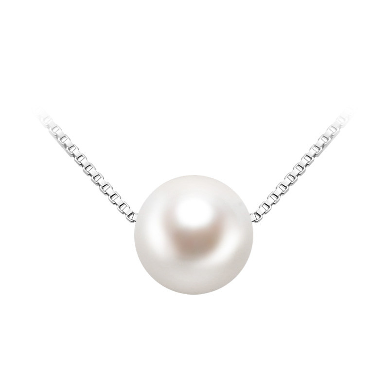 天然淡水母贝珍珠吊坠锁骨项链925银正圆白色穿心链路路通转运珠在类目 珠宝/钻石/翡翠/黄金, 天然珍珠（新）, 颈饰中 - 来自Buy2taobao.com提供专业的淘宝代购服务