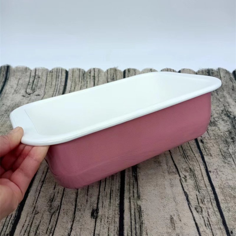 外销珐琅搪瓷长方形烤盘家用芝士烘焙蛋糕面包饼干模具加深饺子盘
