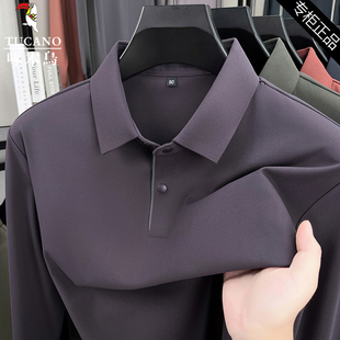 磨毛长袖 商务休闲翻领男装 t恤秋季 爸爸polo衫 上衣 新款 啄木鸟男士