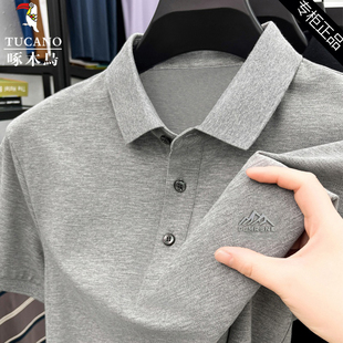 t恤商务休闲半袖 冰丝翻领短袖 上衣男 男2025夏季 啄木鸟印花POLO衫