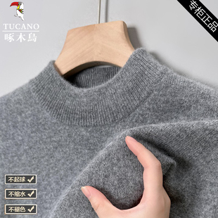啄木鸟羊毛衫 男高领加厚保暖中年潮流毛衣针织羊绒贴身休闲打底衫