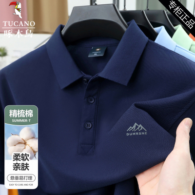 啄木鸟高端冰丝t恤短袖POLO衫男