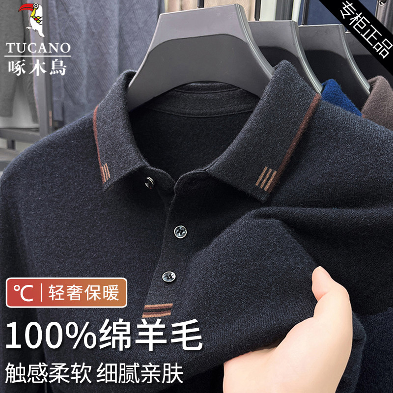 啄木鸟羊毛polo衫男士秋冬季新款爸爸冬装加厚针织衫毛衣翻领上衣,男装,针织衫/毛衣,淘宝优惠券,粉丝福利购,淘宝优惠卷