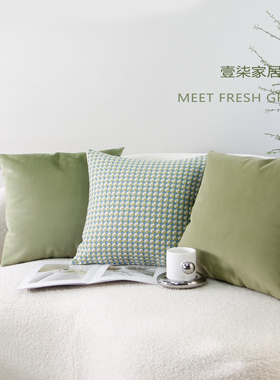 绿色抱枕套北欧复古沙发客厅靠枕床头靠背垫 天鹅绒加厚款抱枕