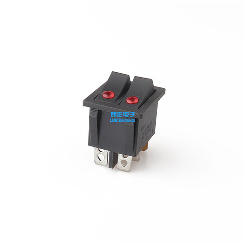 LANZMFG/朗正KCD8-101NM-6P-R双联6脚猫眼红灯船型开关带灯