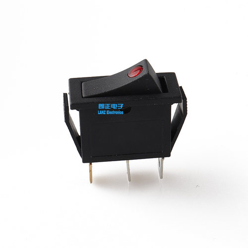 LANZMFG/朗正KCD3-101NM-R单卡3脚红灯猫眼船型开关翘板开关