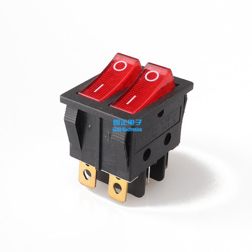 LANZMFG/朗正KCD8-101N-6P双联带灯开关船型开关翘板开关电源开关