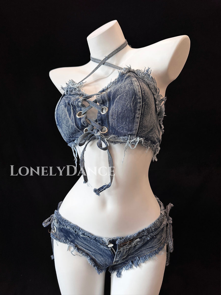 LonelyDance 高品质【活力学妹】低腰性感火辣夜店带胸垫文胸套装