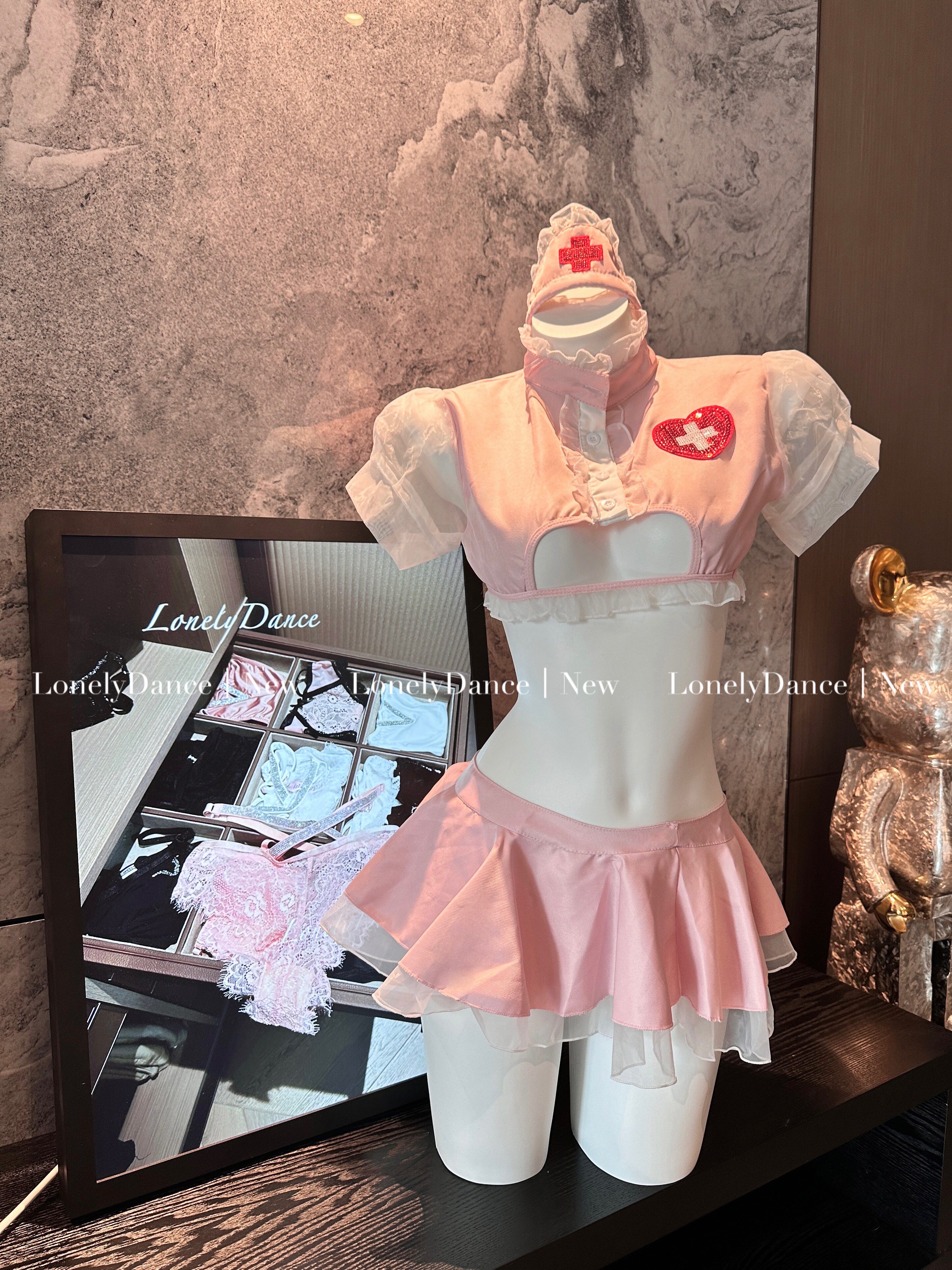 Lonelydance【茶艺护士】超短性感护士制服两件套夜店蹦迪cos装女