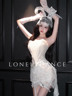 Lonelydance媚骨天成 性感辣妹蕾丝抹胸束腰连衣裙圣诞包臀裙女