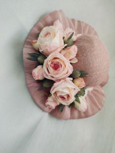 花环香槟纱帽婚纱帽造型新娘盆帽女春夏走秀拍照礼物女法式优雅