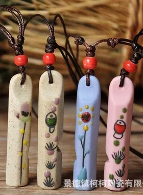 项链古风能吹响景德镇陶瓷女摆摊饰品绘制口哨摆摊