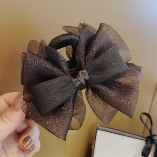 韩国新款 欧根纱蝴蝶结发夹气质百搭公主头抓夹大号后脑勺鲨鱼夹子