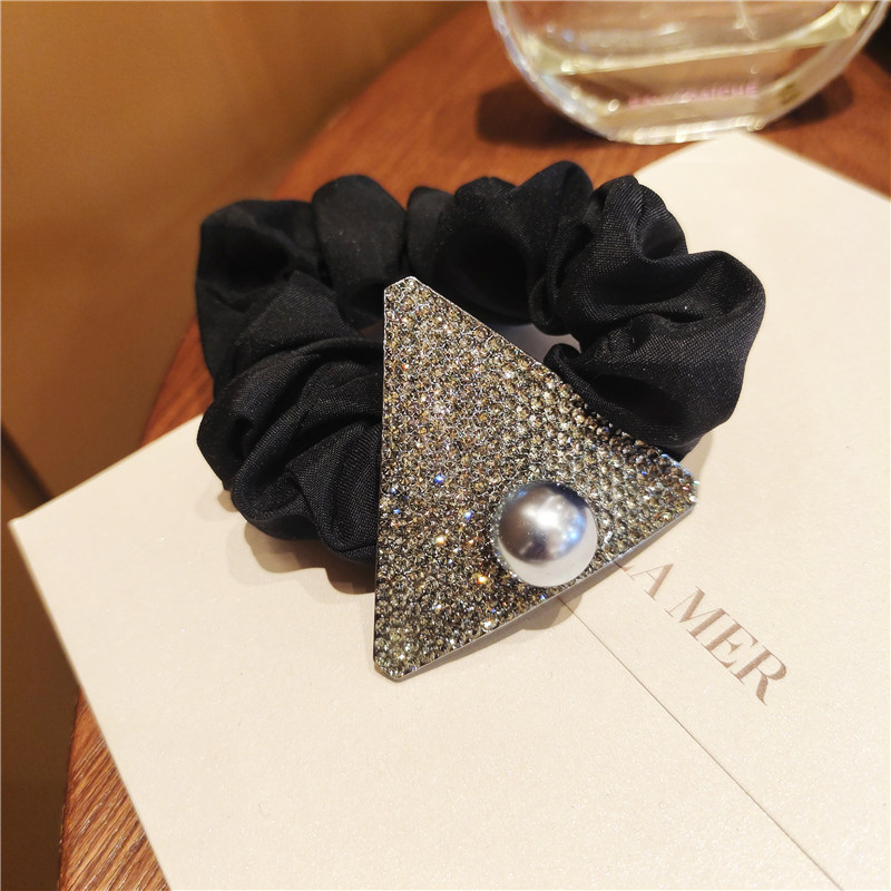 韩国进口高端微镶满钻头绳仿珍珠