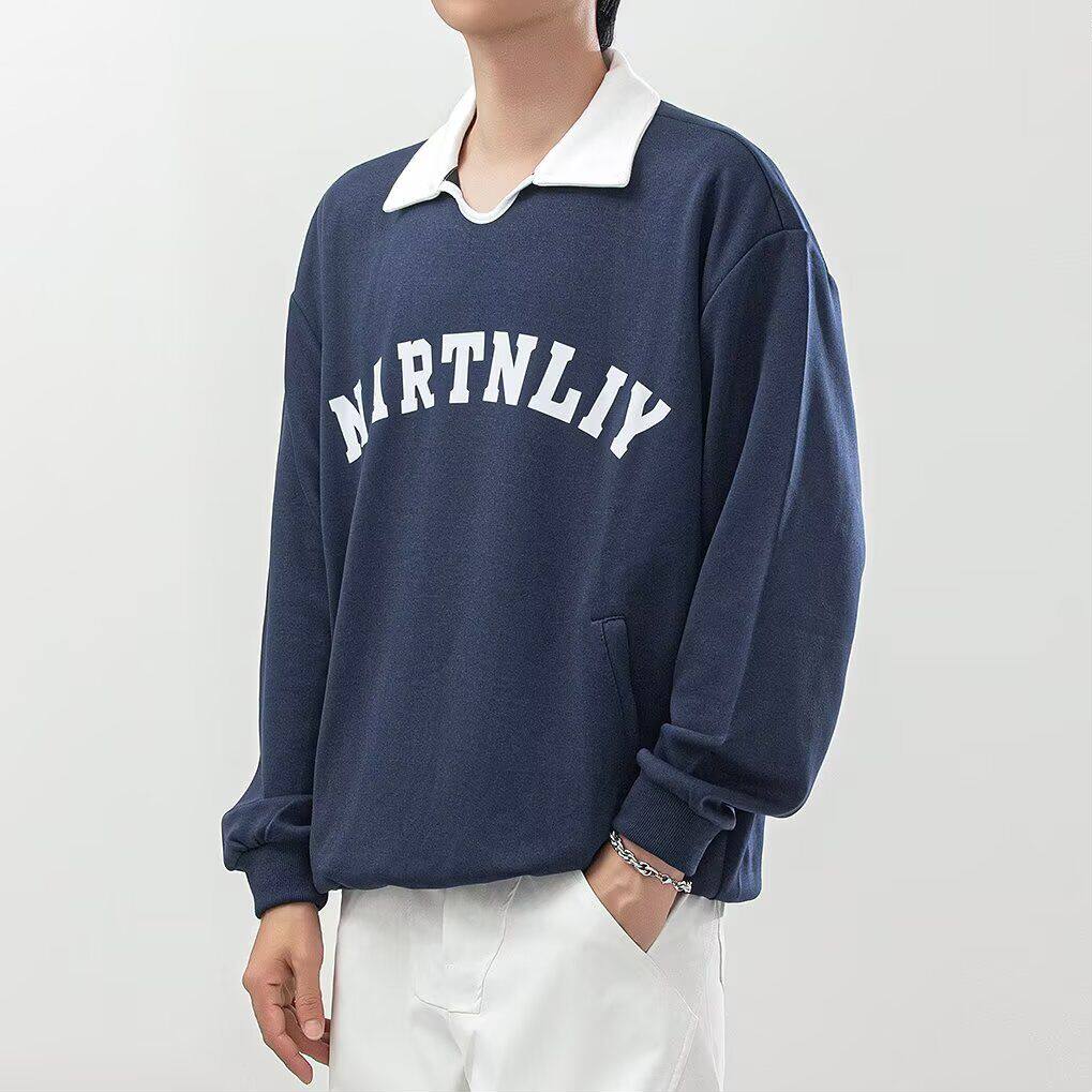 1506A/GW620/P52衫男刺绣字母美式复古宽松半拉链卫衣潮2，男装Polo衫，星座1506A