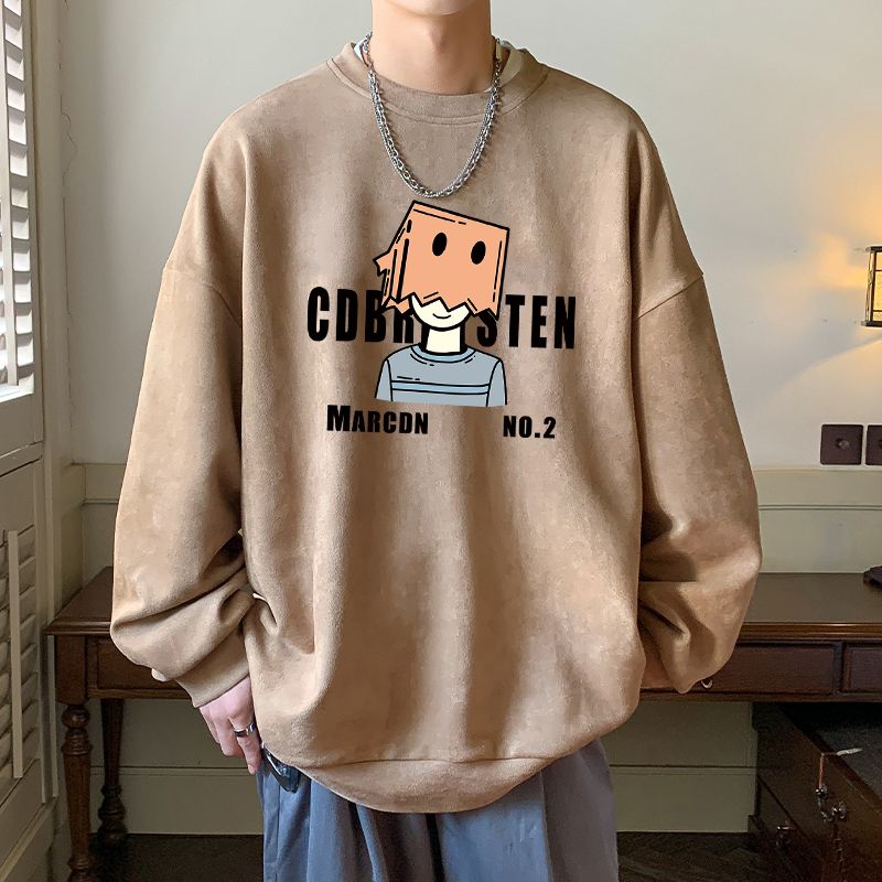 1506/GW3100/P43麂皮绒卫衣男春秋重磅宽松大码男生长袖打底衫,男装T恤,星座1506A