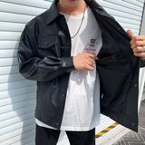 1506A/GX33250/P56轻熟风免烫机车工装PU皮夹克男士宽松风外套，男装皮衣，星座1506A
