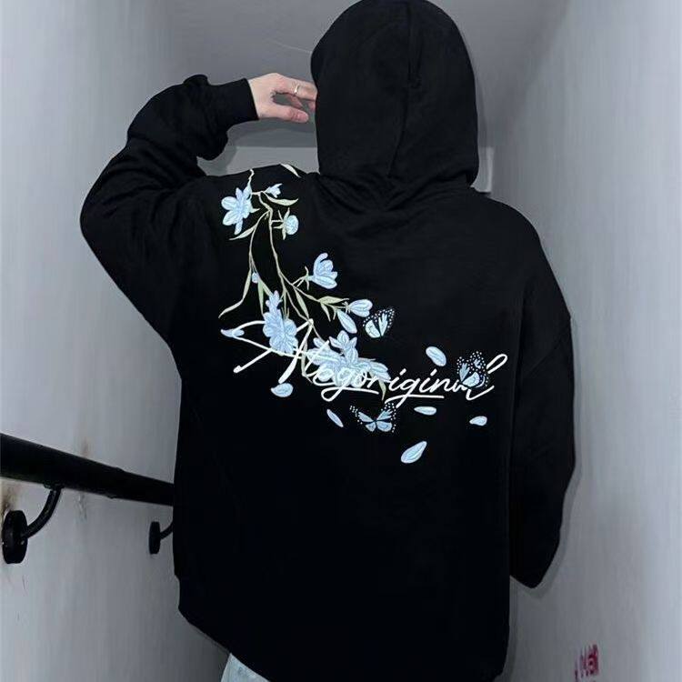 1506A/G10010/P61蓝花卉刺绣字母卫衣小众半袖上衣2025年图片