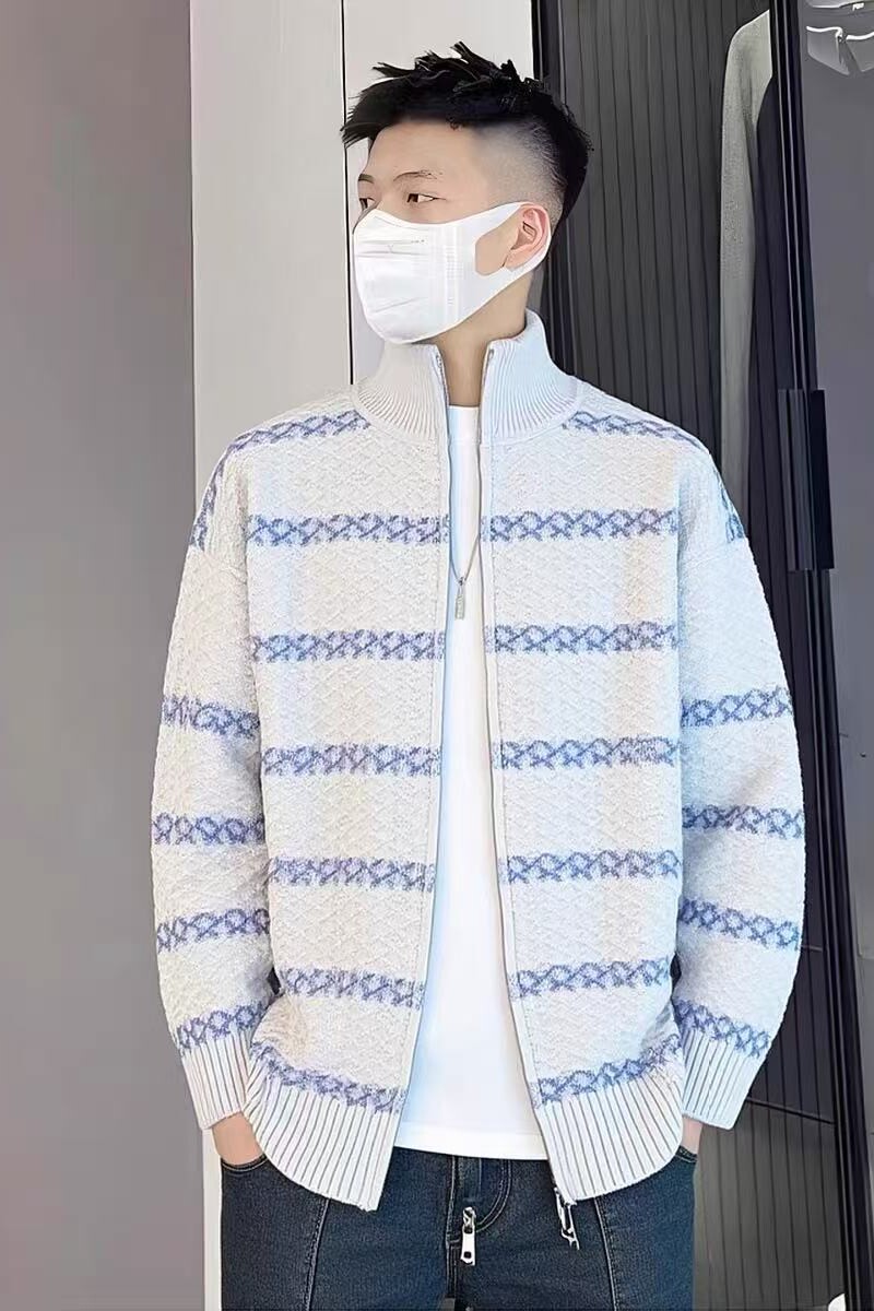 1506A/GA25140/P69复古休闲慵懒风V领针织衫男纯色外套ins3图片