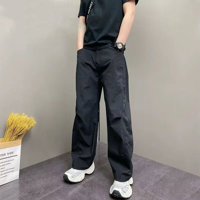 1506A/GY2440/P48韩版潮流百搭裤子夏季薄款坠感阔腿拖地长裤2，男装休闲裤，星座1506A