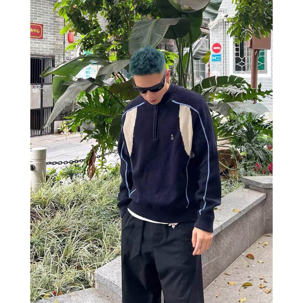1506A/GZ050/P71拼接撞色针织衫秋冬情侣毛衣男外套2,男装针织衫/毛衣,星座1506A