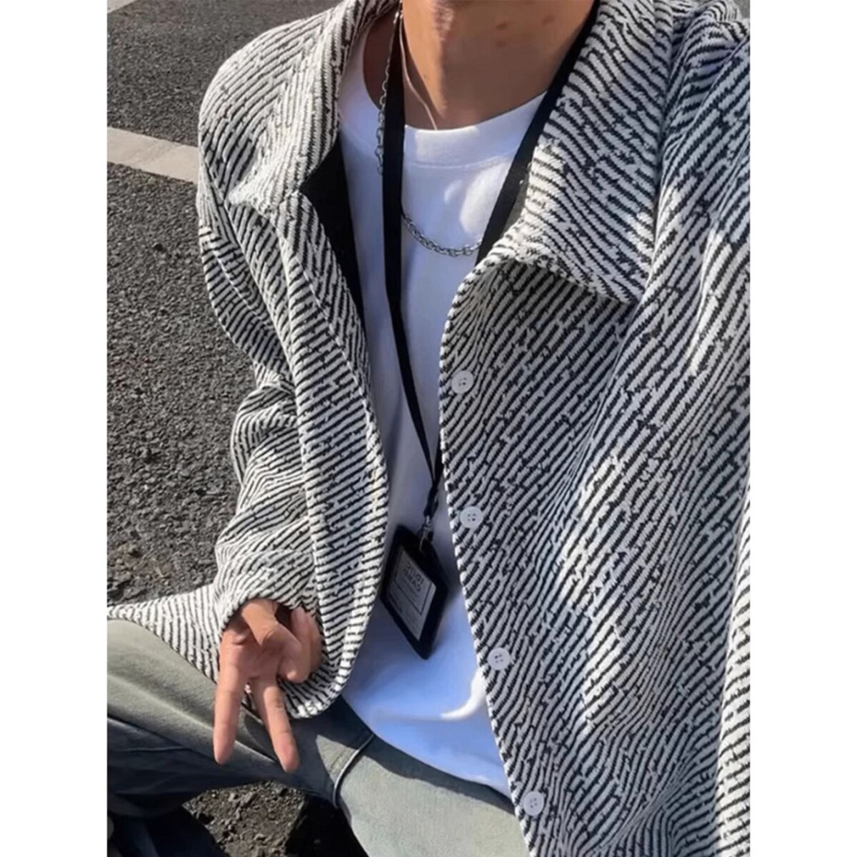 GENIOLAMODE美式复古休闲运动套装男士秋季新款宽松慵懒帅气搭配,男装夹克,星座1506A