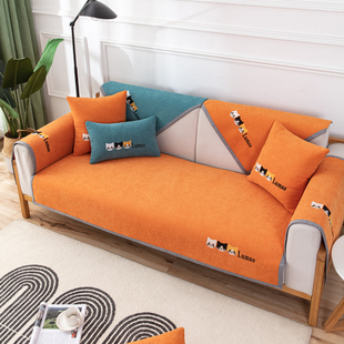 雪尼尔沙发垫四季通用防滑真皮坐垫子套罩2025新款盖布靠背巾定制