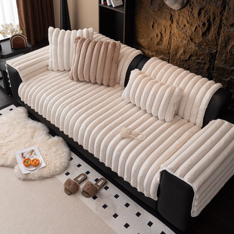 秋冬加厚毛绒沙发垫冬季防滑三座一贵妃皮坐垫套罩2025新款盖布巾
