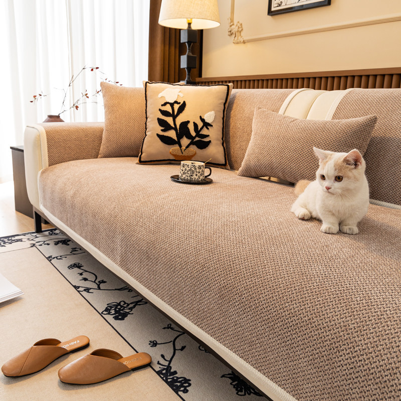 欧式雪尼尔秋冬皮沙发垫子2026新款四季通用防滑坐垫套罩盖巾盖布
