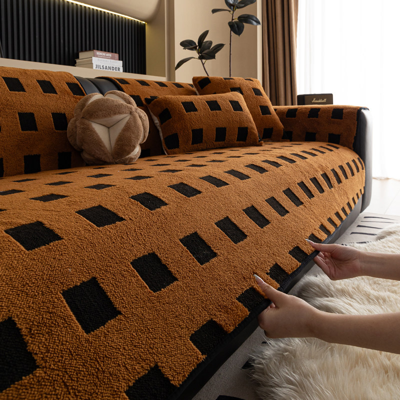 冬季毛绒沙发垫秋冬防滑三座一贵妃皮坐垫套罩2025新款毯子盖布巾