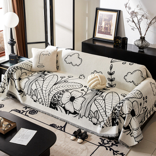 沙发遮盖布全盖巾三座一贵妃沙发垫四季通用套罩2025新款皮坐垫子