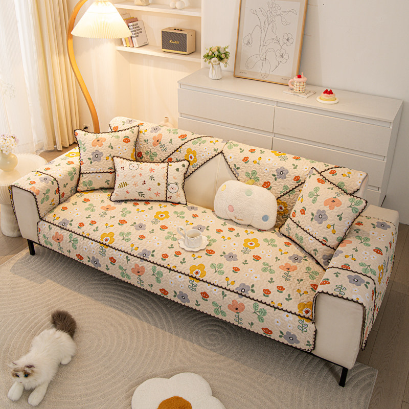 冬季田园全棉沙发垫四季通用2025新款防滑皮坐垫子套罩盖布巾扶手