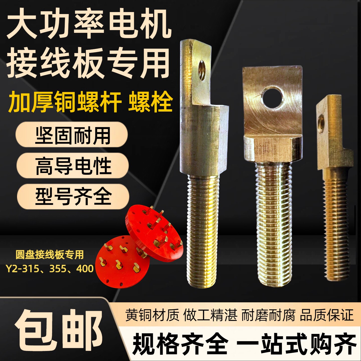 Y2电机大电流接线板专用铜螺杆图片