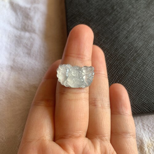 缅甸天然A货翡翠冰种小仙女起光镶嵌件老坑特色可爱锁骨链镶嵌