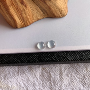 缅甸天然A货翡翠冰种起光蛋面镶嵌件老坑玉起光蛋面戒面耳坠一对