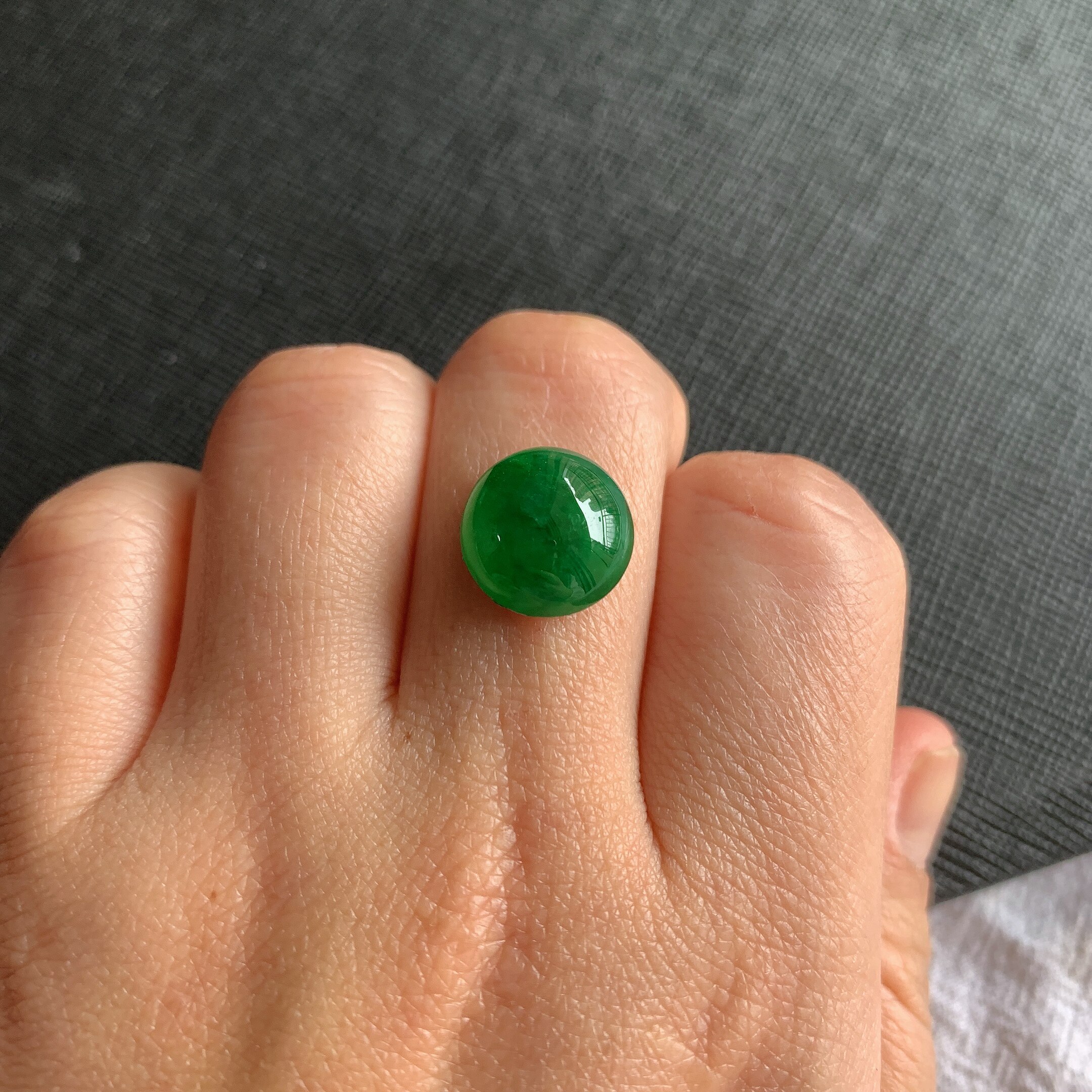 缅甸天然A货翡翠冰糯种阳绿满色蛋面镶嵌件老坑玉石满绿蛋面戒面