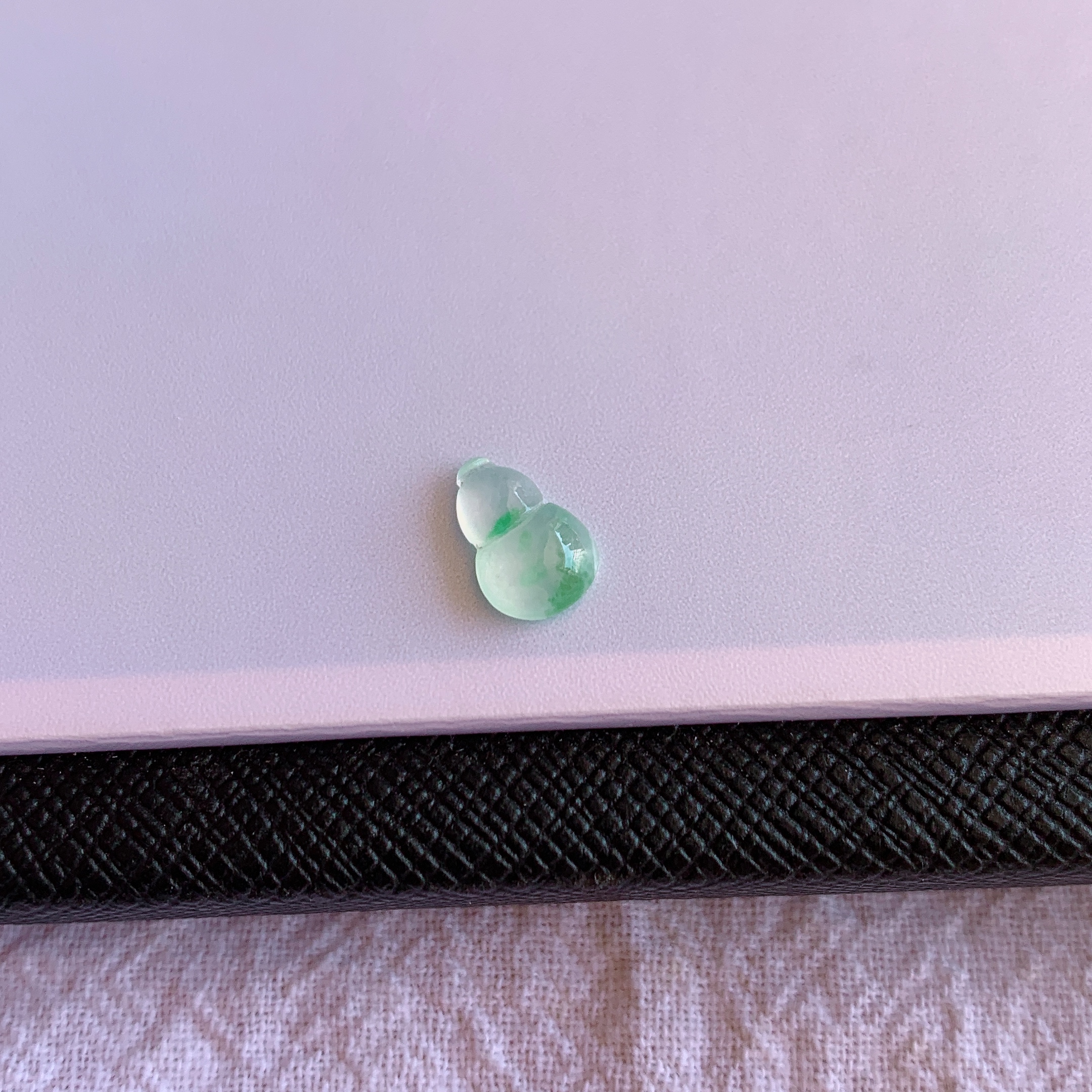 缅甸天然A货翡翠冰糯种起光飘绿葫芦镶嵌件老坑玉葫芦戒面