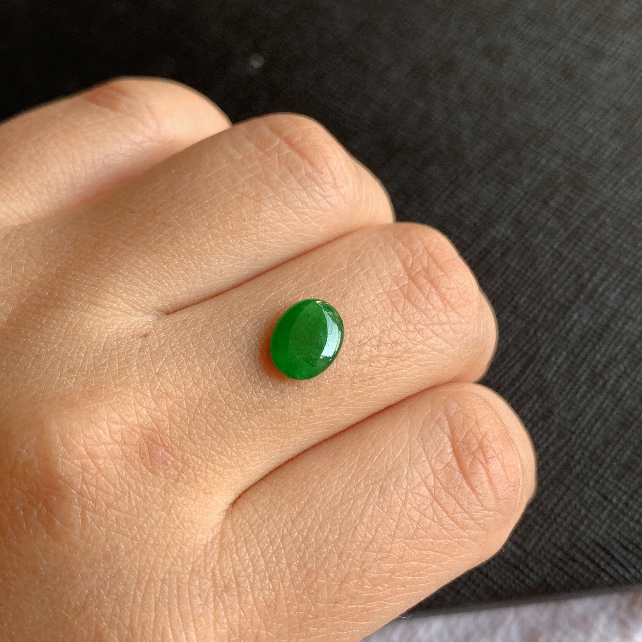 缅甸天然A货翡翠冰糯种满绿蛋面镶嵌件老坑玉翡翠满色蛋面戒面