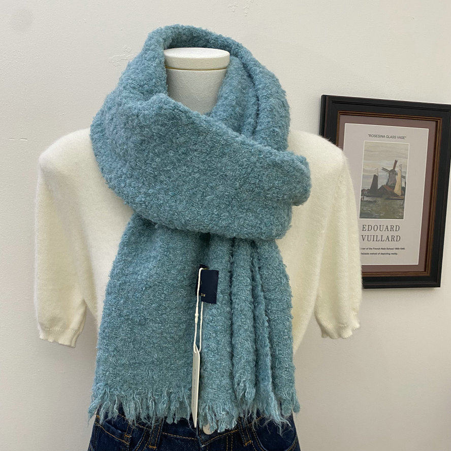 蒂芙尼蓝羊驼绒圈圈纱围巾
