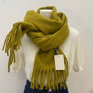 男 高级感百搭围脖披肩情侣款 韩系纯色基础款 芥末黄灰紫围巾女冬季