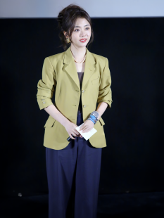 谭松韵 外套女装 同款 绿色西装 休闲气质西服上衣阔腿裤 2026新款