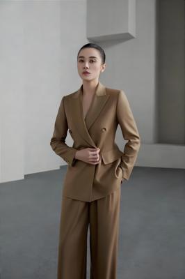 【宋佳】明星同款高端一整套穿搭西装女款宽松双排扣气质通勤套装
