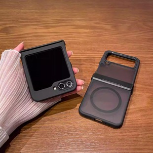 适用三星zflip6折叠屏手机壳zflip5新款 亚克力磁吸w24flip包中轴硅胶软壳zflip4超薄磨砂保护套zflip3防摔壳