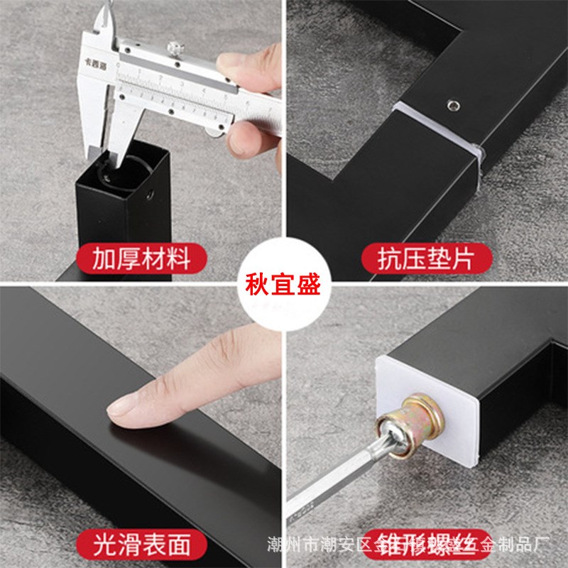 玻璃门把手加厚不锈钢推拉双开门通用型拉有框黑色玫瑰金把手