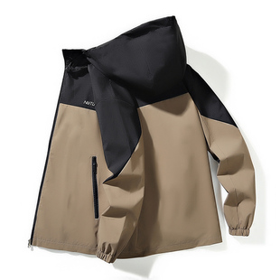 春秋男士外套连帽百搭休闲运动夹克冲锋衣潮流薄款宽松男装褂子男