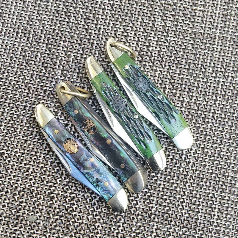 天然牛骨手柄折叠刀黄铜手工户外便携小巧精致口袋刀开箱小刀