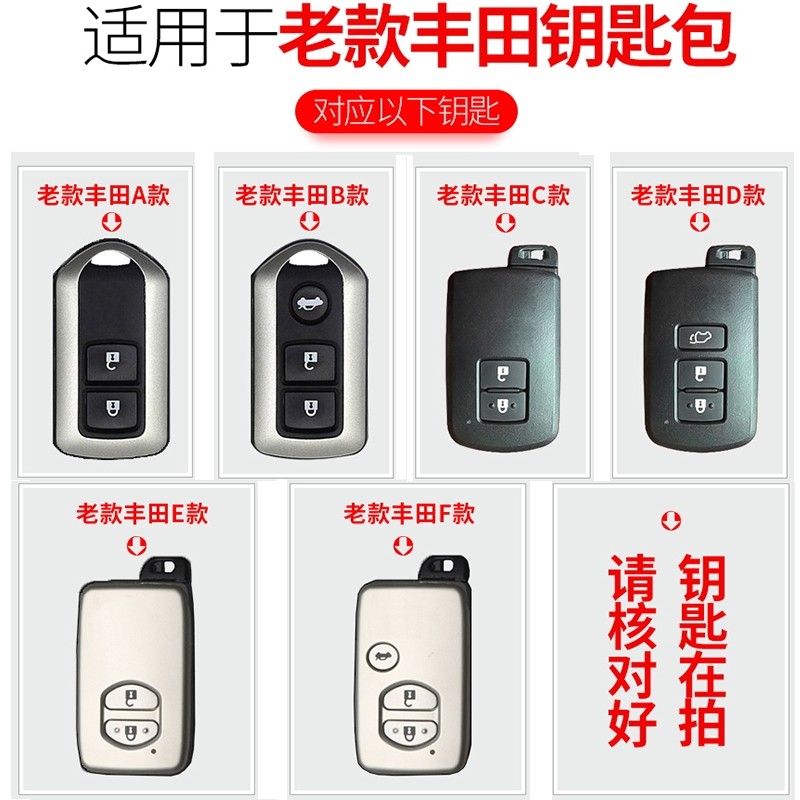 适用老款丰田钥匙套真皮凯美瑞普拉多皇冠锐志汉兰达汽车钥匙包扣