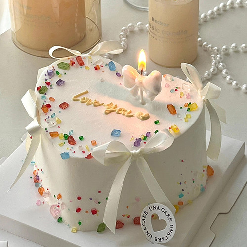 彩色水晶蛋糕装饰摆件生日装扮